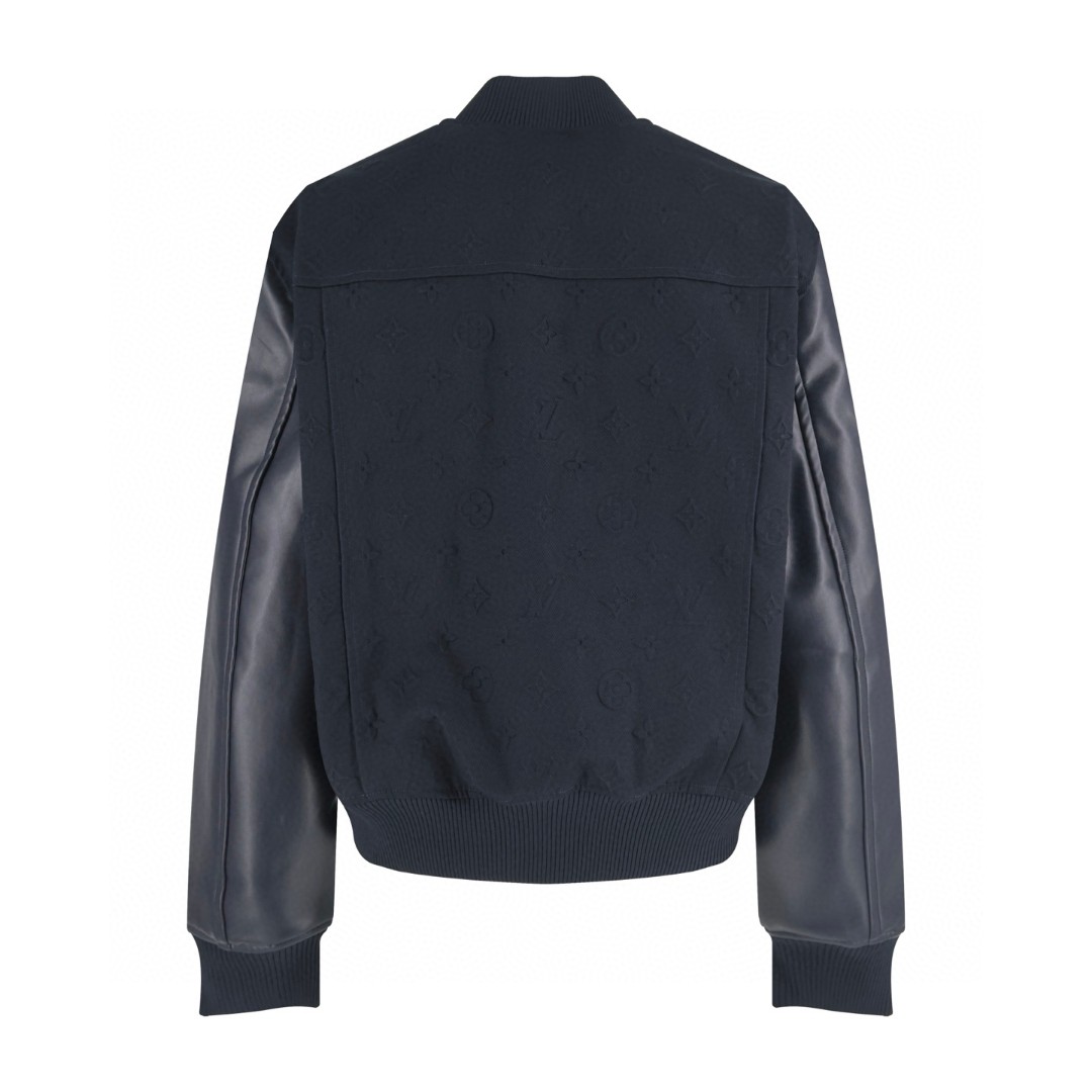 LOUIS VUITTON 路易威登 浮雕压花皮袖棒球服 外套 夹克 蓝色 C5 1AIJXS