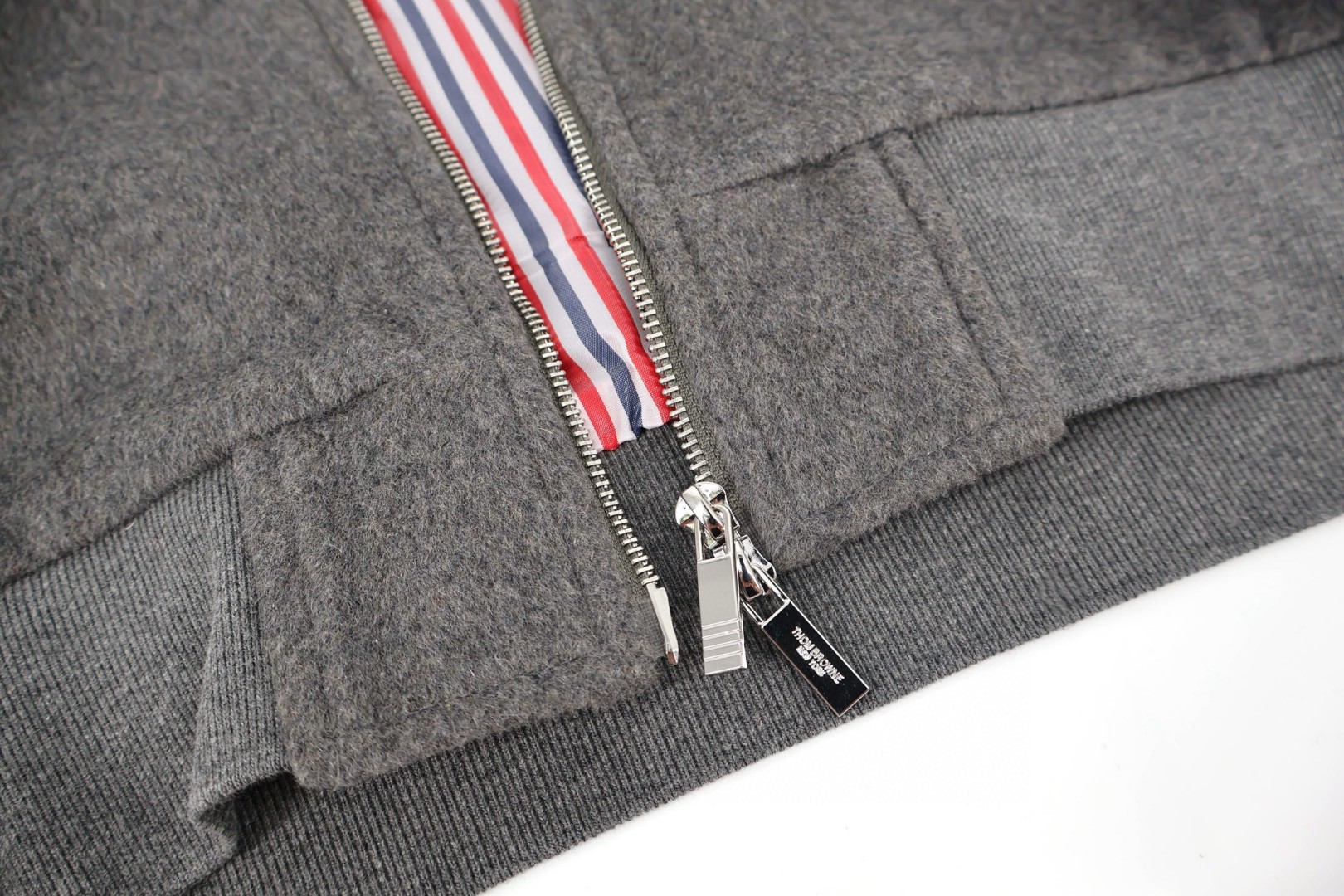 THOM BROWNE 毛呢棒球服夹克 外套 长袖 灰色 海军蓝 C0 MJO030A-06393-035