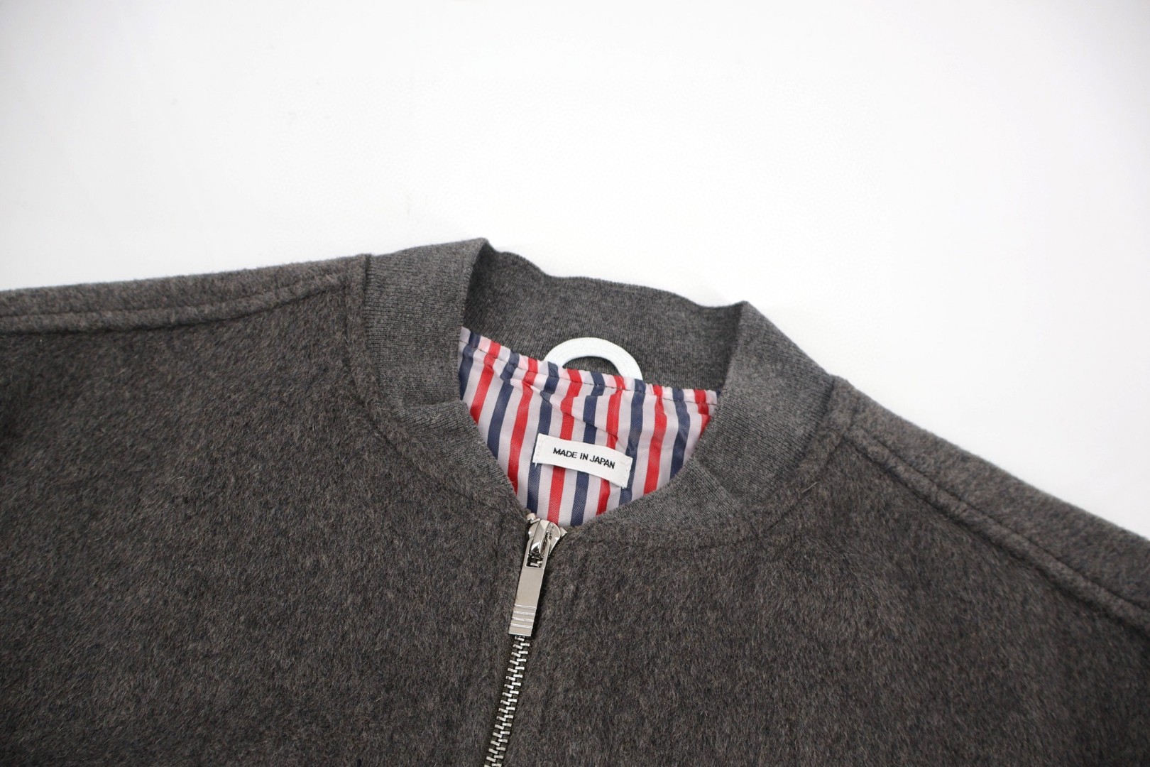 THOM BROWNE 毛呢棒球服夹克 外套 长袖 灰色 海军蓝 C0 MJO030A-06393-035