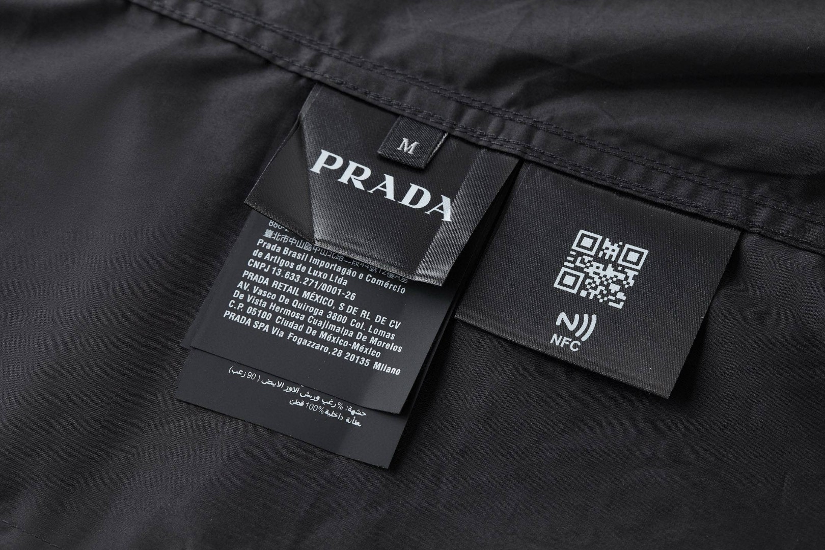 PRADA 普拉达 烫画logo衬衫 外套 长袖 黑色 白色 B0 
