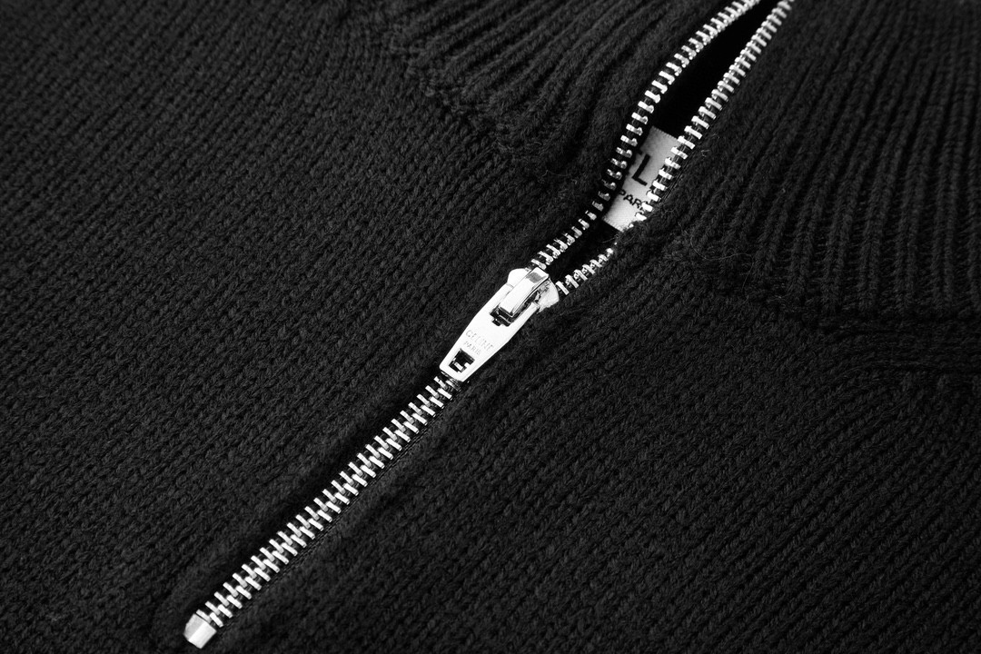 CELINE 赛琳 凯旋门刺绣高领半拉链针织领毛衣 长袖 黑色 灰色 B0 2ADBH048T-38OW