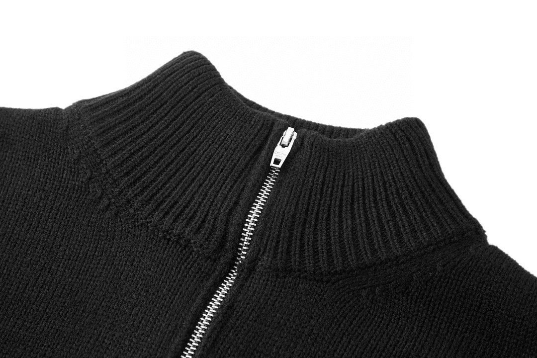 CELINE 赛琳 凯旋门刺绣高领半拉链针织领毛衣 长袖 黑色 灰色 B0 2ADBH048T-38OW