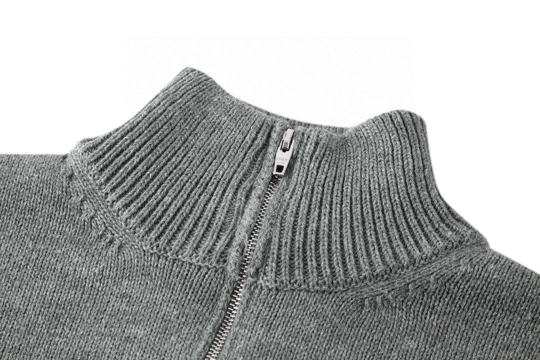 CELINE 赛琳 凯旋门刺绣高领半拉链针织领毛衣 长袖 黑色 灰色 B0 2ADBH048T-38OW