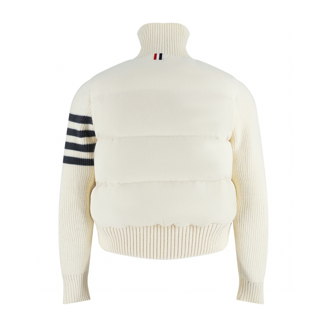 THOM BROWNE 毛织拼接羽绒立领外套 夹克 羽绒服 长袖 女款 白色 黑色 灰色 D0