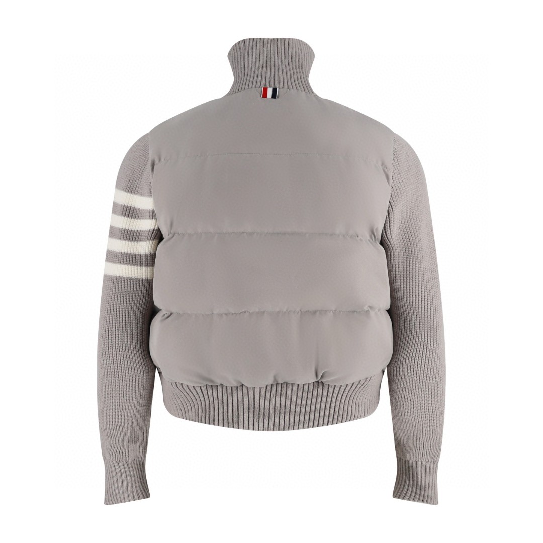 THOM BROWNE 毛织拼接羽绒立领外套 夹克 羽绒服 长袖 女款 白色 黑色 灰色 D0