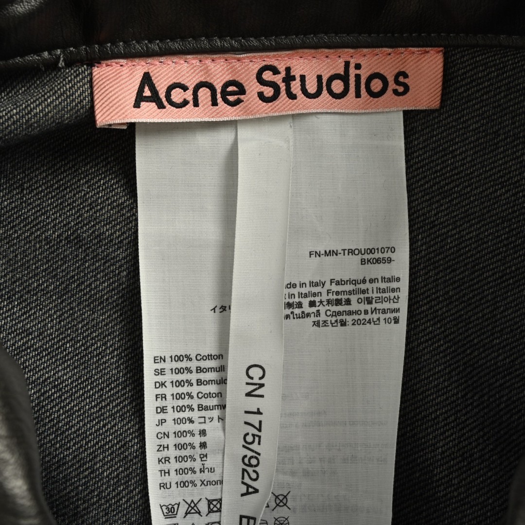 Acne Studios 刺绣字母徽标皮领水洗牛仔外套 夹克 长袖 深蓝色 C0 C90174-838