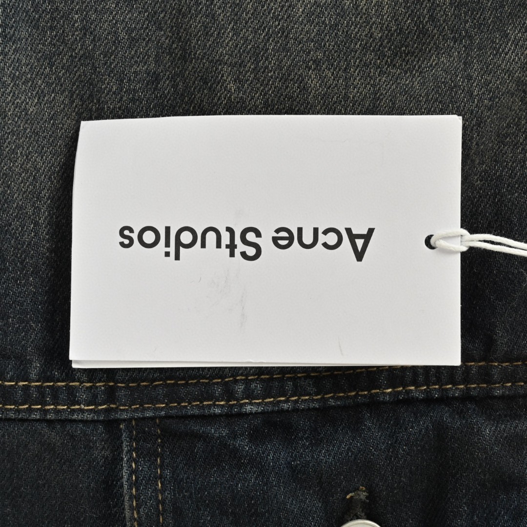 Acne Studios 刺绣字母徽标皮领水洗牛仔外套 夹克 长袖 深蓝色 C0 C90174-838