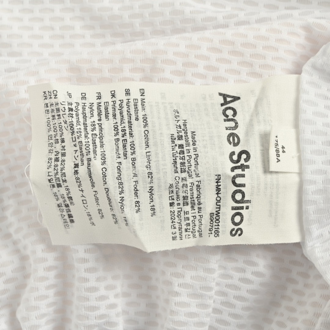 Acne Studios 1996做旧字母印花拉链夹克 外套 长袖 白色 黑色 B5 B90863-DC6