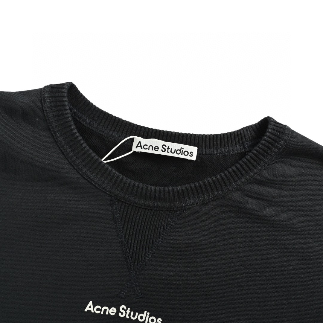 Acne Studios 字母徽标印花圆领卫衣 T恤 长袖 白色 黑色 A5 CI0169-900