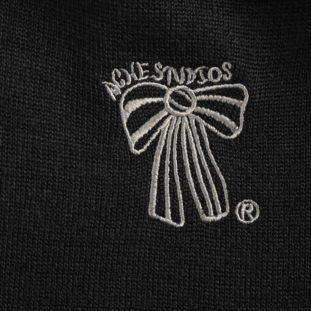 Acne Studios 后背蝴蝶结羊毛拉链外套 毛衣 针织衫 长袖 黑色 B5