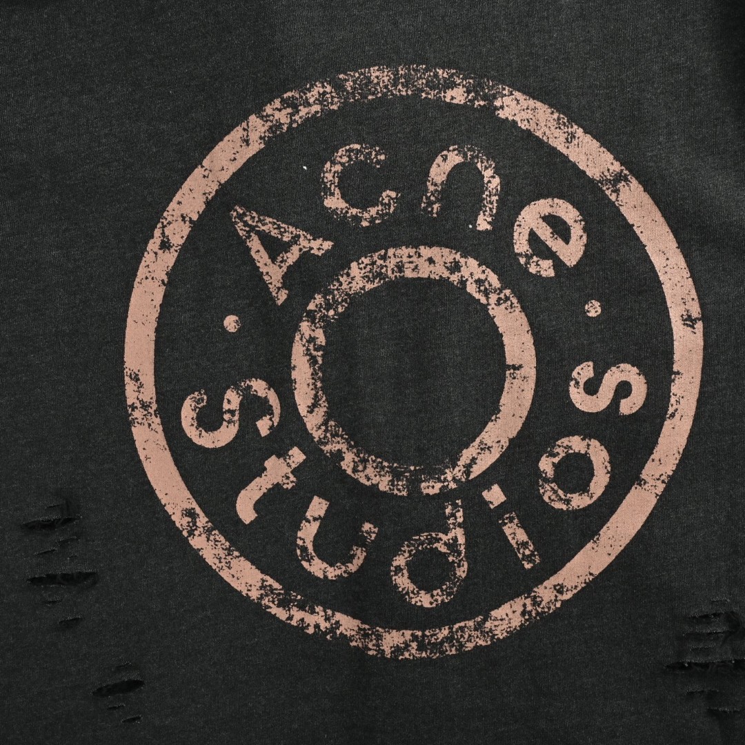 Acne Studios 做旧印花破洞拉链连帽卫衣 外套 长袖 灰绿色 黑灰色 B0 CI0183-BCA