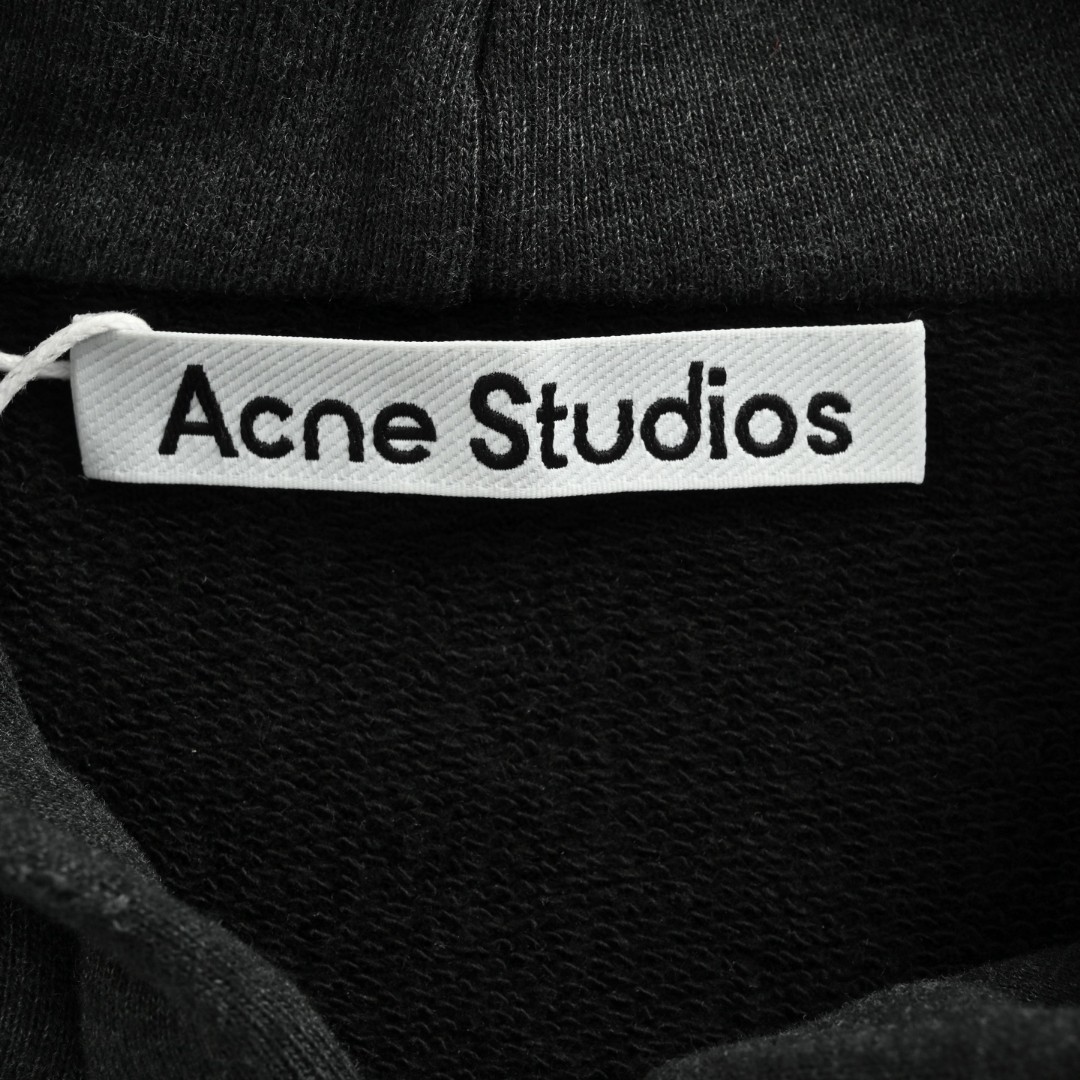 Acne Studios 做旧印花破洞拉链连帽卫衣 外套 长袖 灰绿色 黑灰色 B0 CI0183-BCA