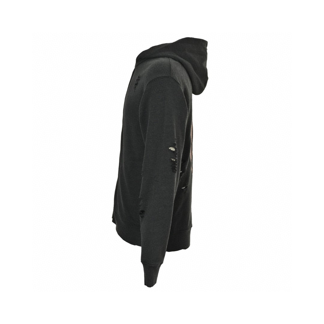 Acne Studios 做旧印花破洞拉链连帽卫衣 外套 长袖 灰绿色 黑灰色 B0 CI0183-BCA