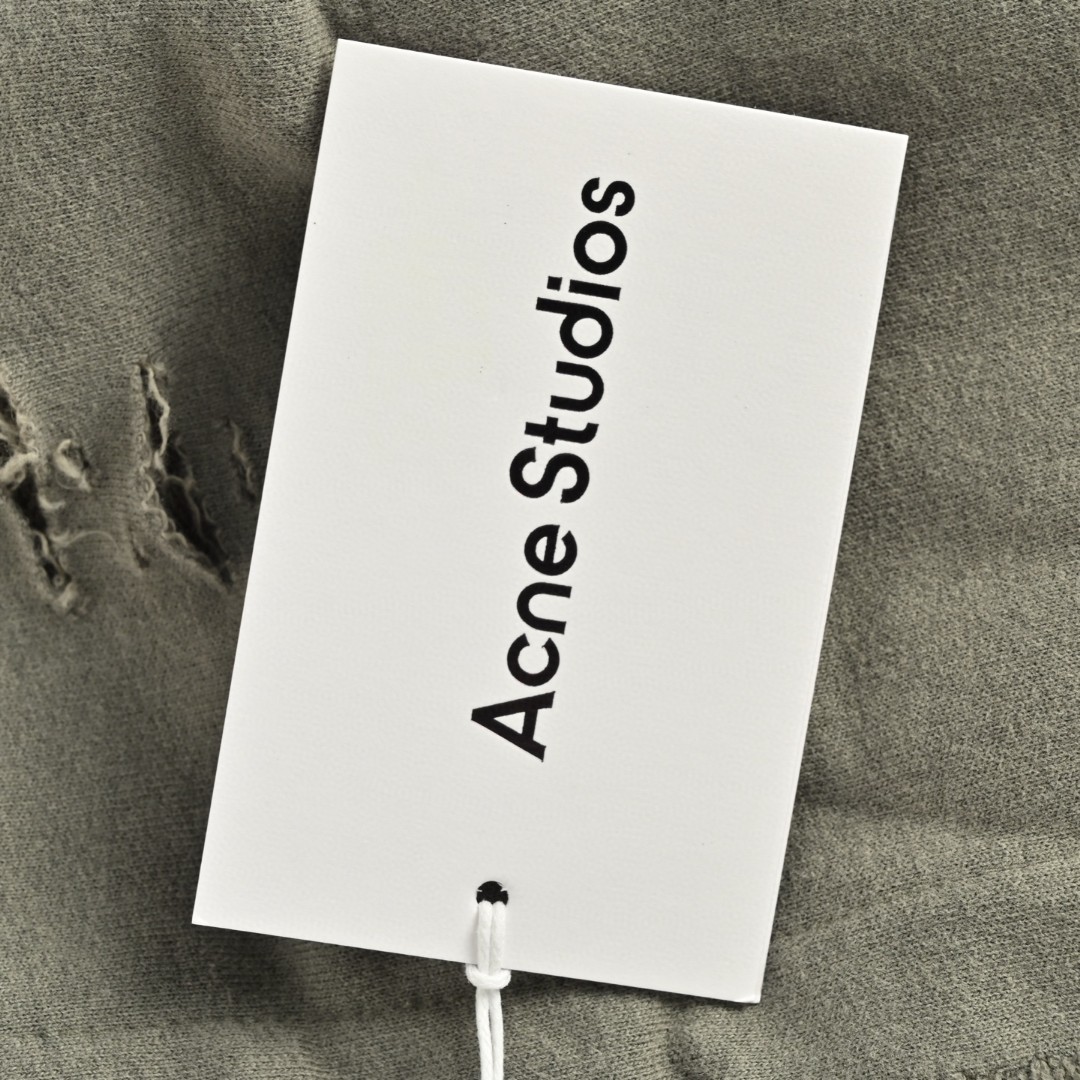 Acne Studios 做旧印花破洞拉链连帽卫衣 外套 长袖 灰绿色 黑灰色 B0 CI0183-BCA
