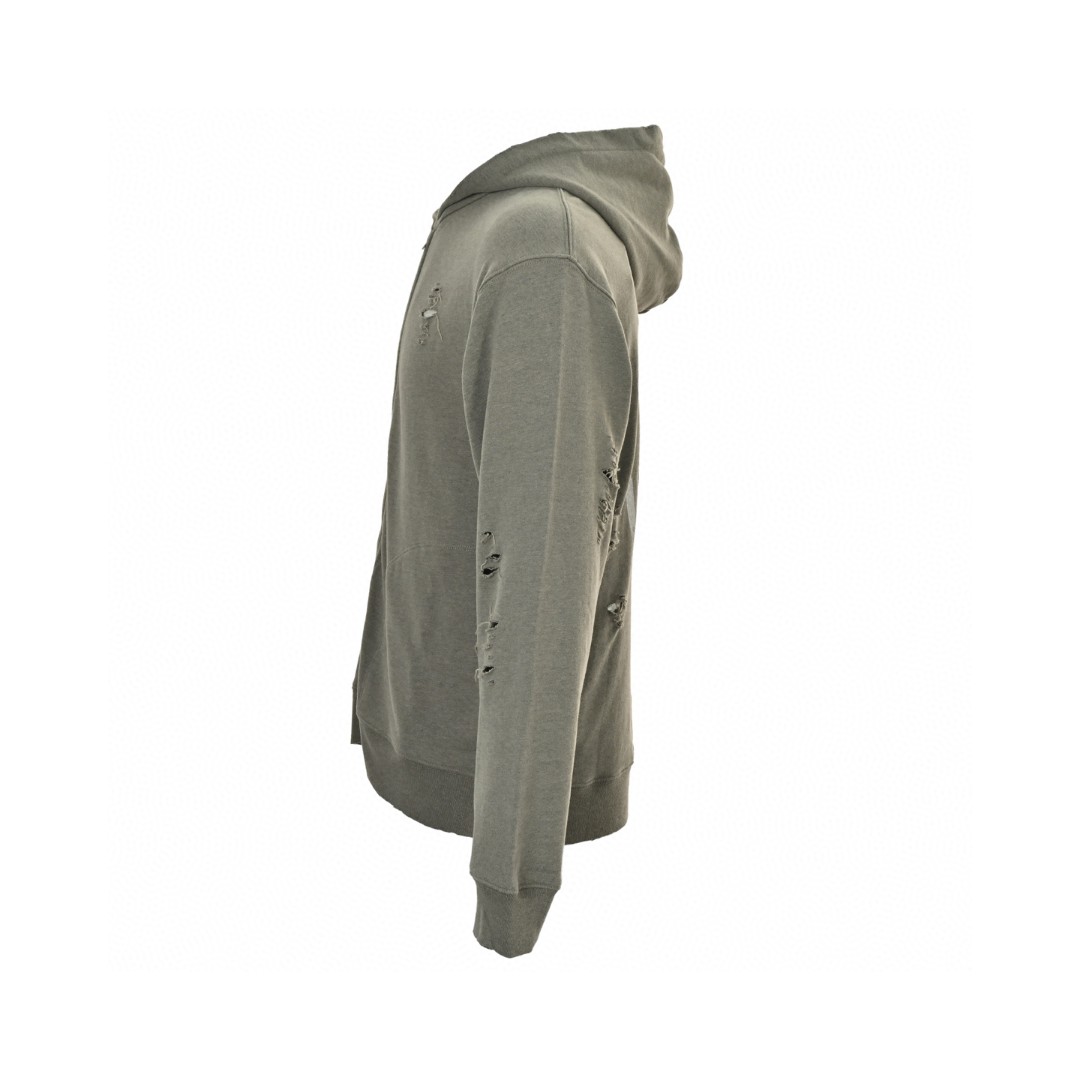 Acne Studios 做旧印花破洞拉链连帽卫衣 外套 长袖 灰绿色 黑灰色 B0 CI0183-BCA