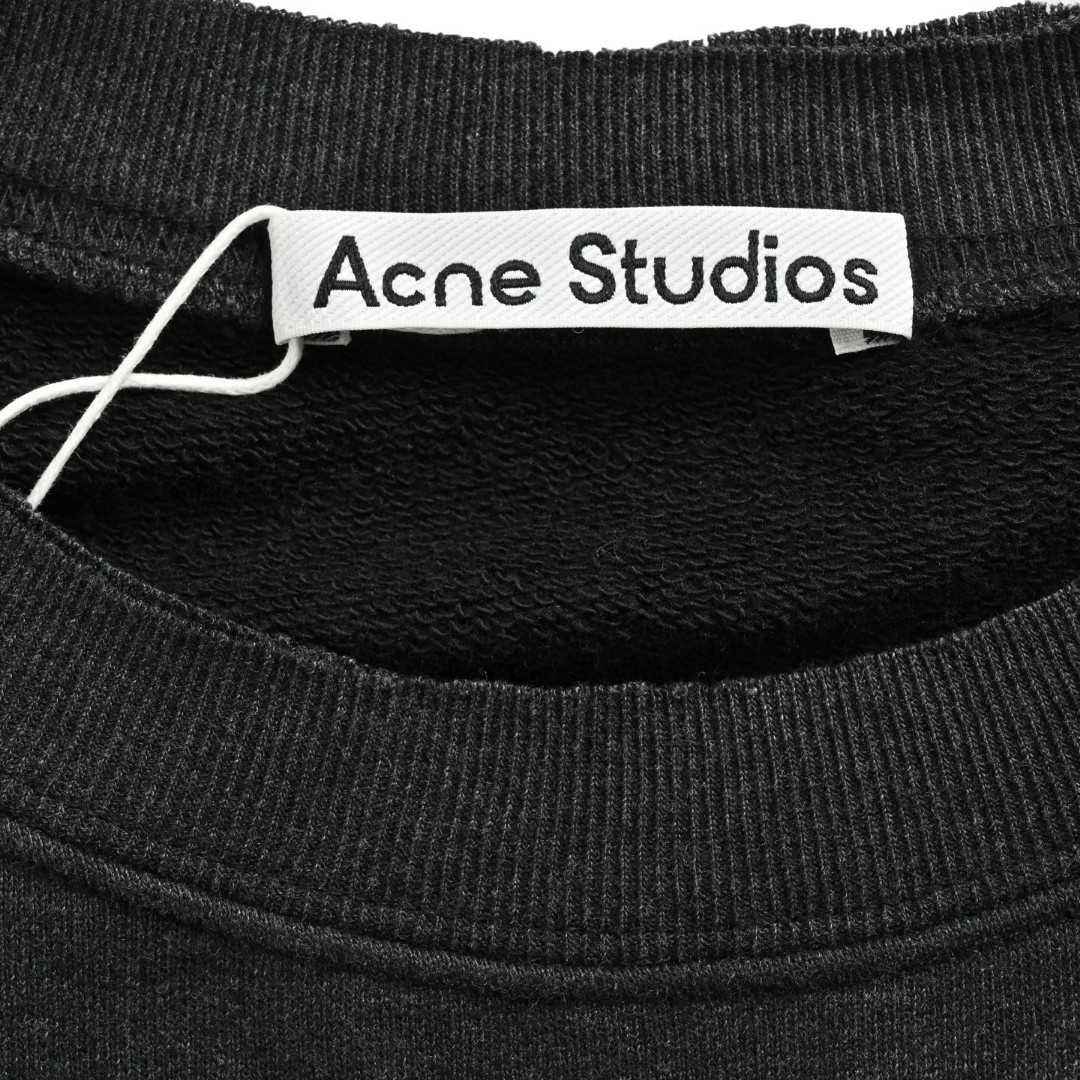 Acne Studios 做旧印花破洞圆领卫衣 外套 长袖 灰绿色 黑灰色 B0 CI0179-BCA