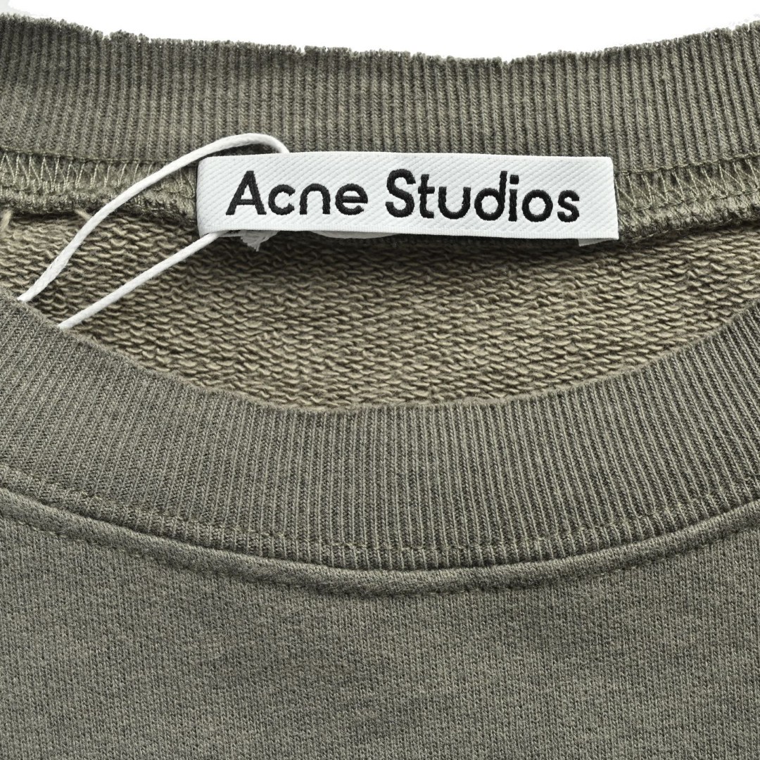 Acne Studios 做旧印花破洞圆领卫衣 外套 长袖 灰绿色 黑灰色 B0 CI0179-BCA