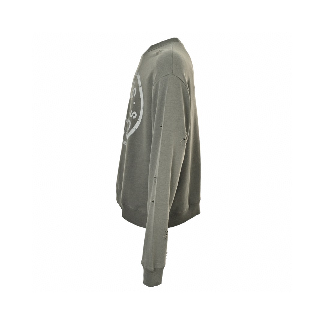 Acne Studios 做旧印花破洞圆领卫衣 外套 长袖 灰绿色 黑灰色 B0 CI0179-BCA