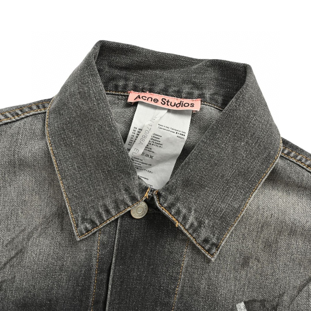 Acne Studios 水洗泼墨牛仔外套 夹克 长袖 灰色 C0 C90190-900