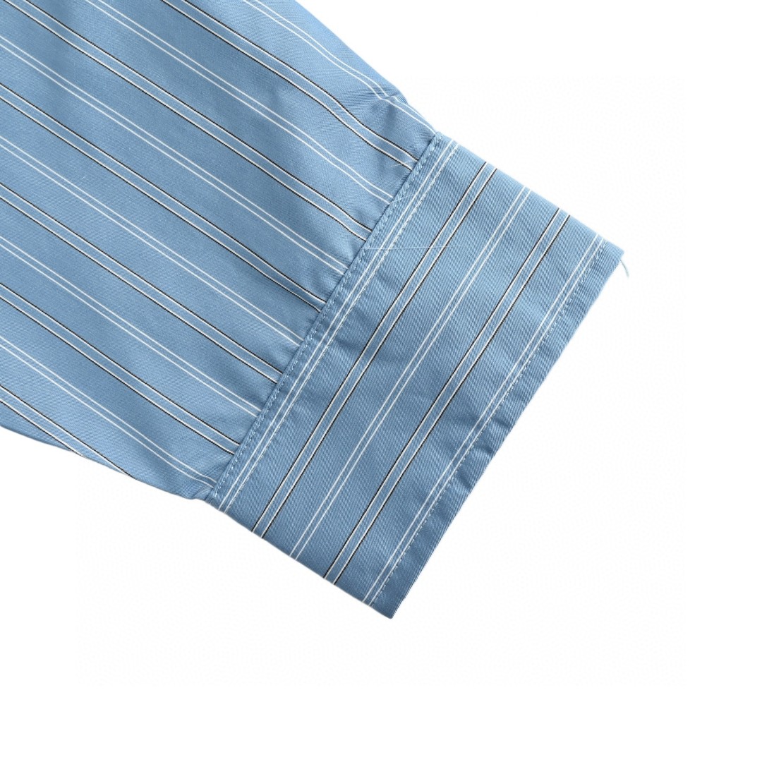 Acne Studios 1996徽标条纹衬衫 外套 长袖 蓝色 B0 BB0652-BHN