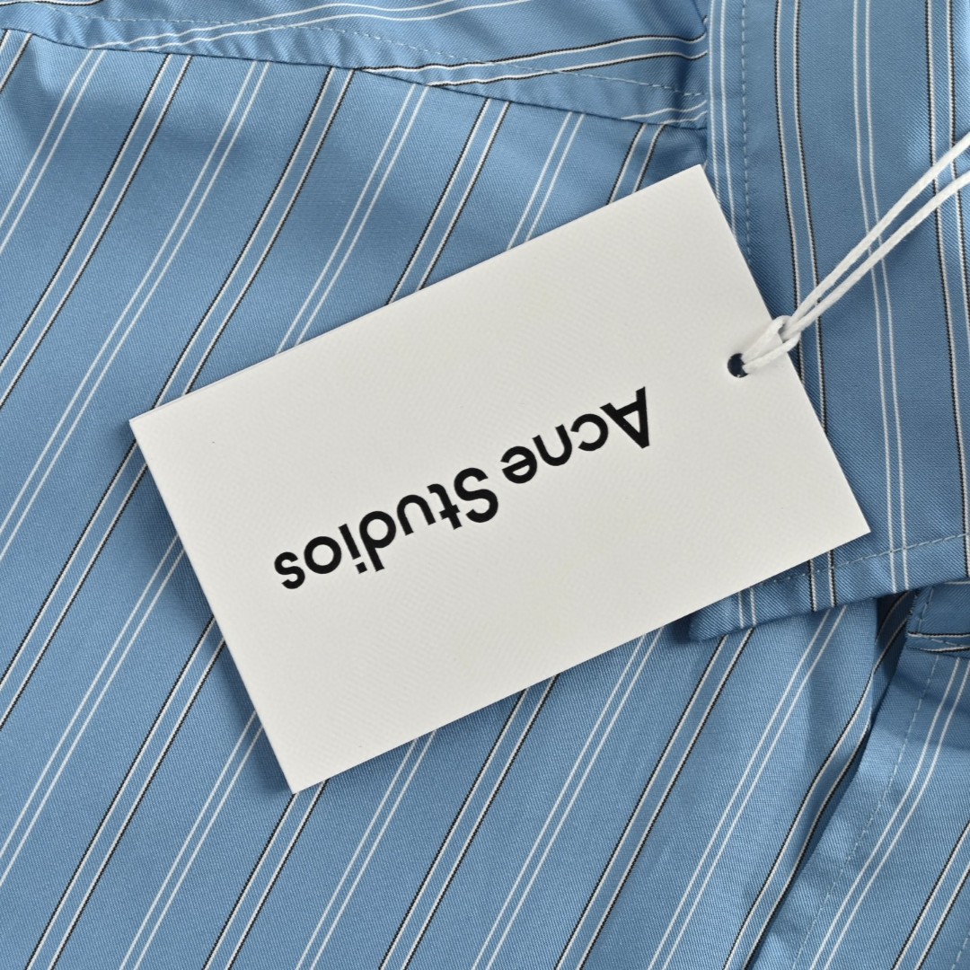 Acne Studios 1996徽标条纹衬衫 外套 长袖 蓝色 B0 BB0652-BHN
