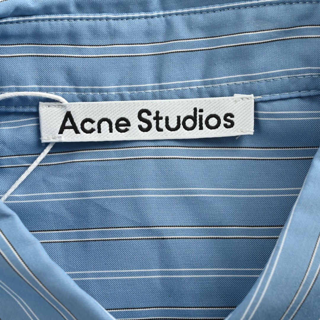 Acne Studios 1996徽标条纹衬衫 外套 长袖 蓝色 B0 BB0652-BHN