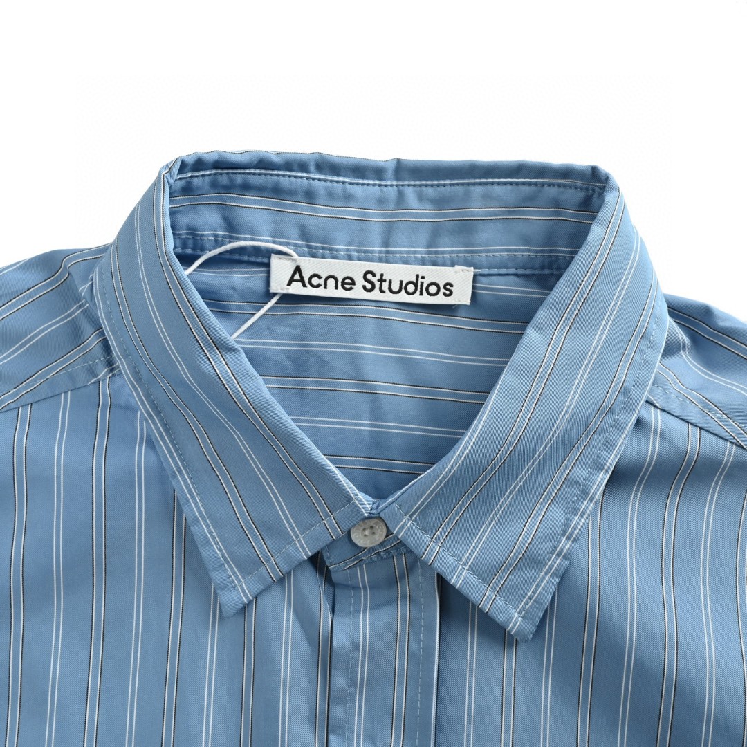 Acne Studios 1996徽标条纹衬衫 外套 长袖 蓝色 B0 BB0652-BHN