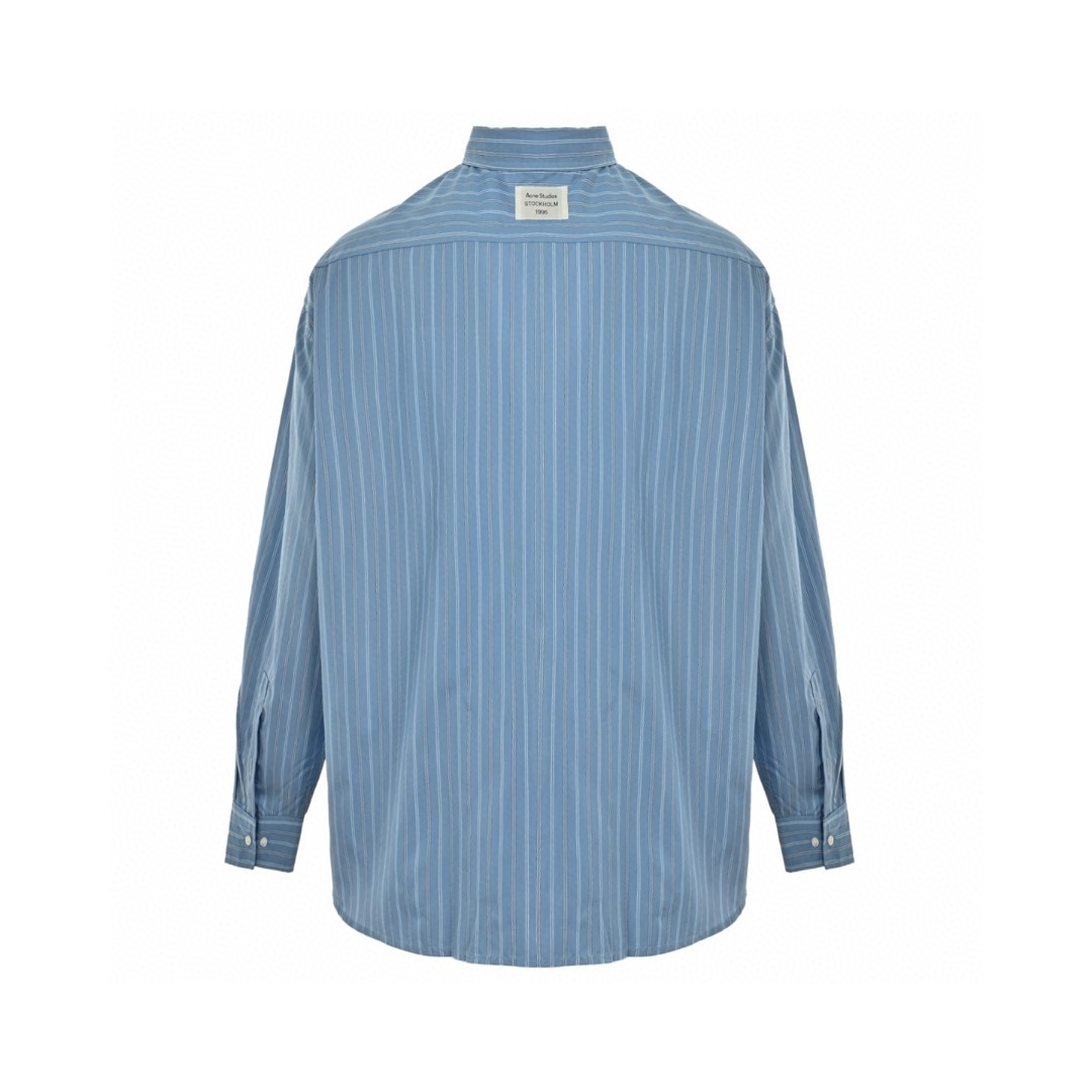 Acne Studios 1996徽标条纹衬衫 外套 长袖 蓝色 B0 BB0652-BHN