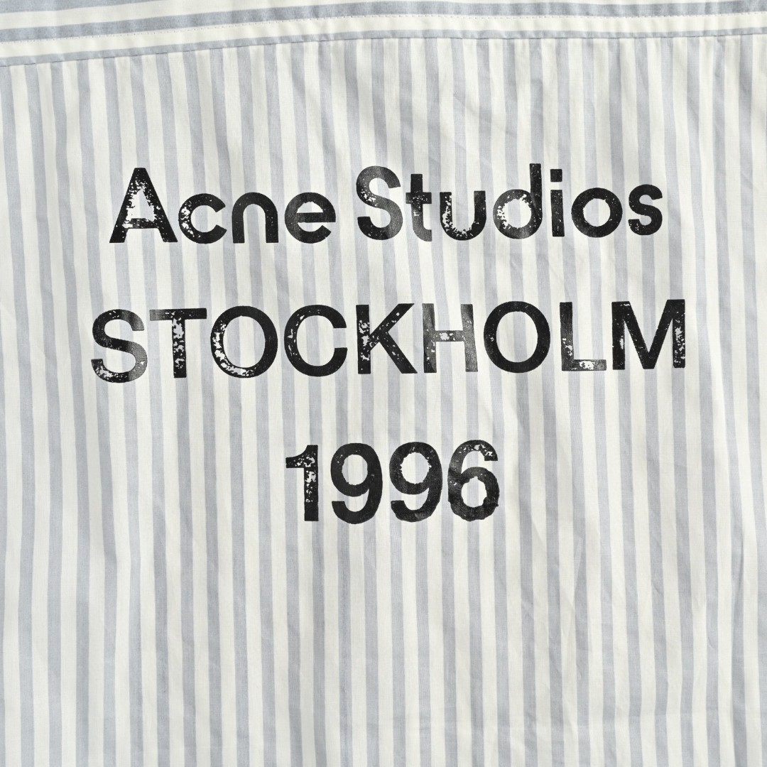 Acne Studios 后背字母印花竖条纹衬衫 外套 长袖 浅蓝色 B0 CB0117-CN2