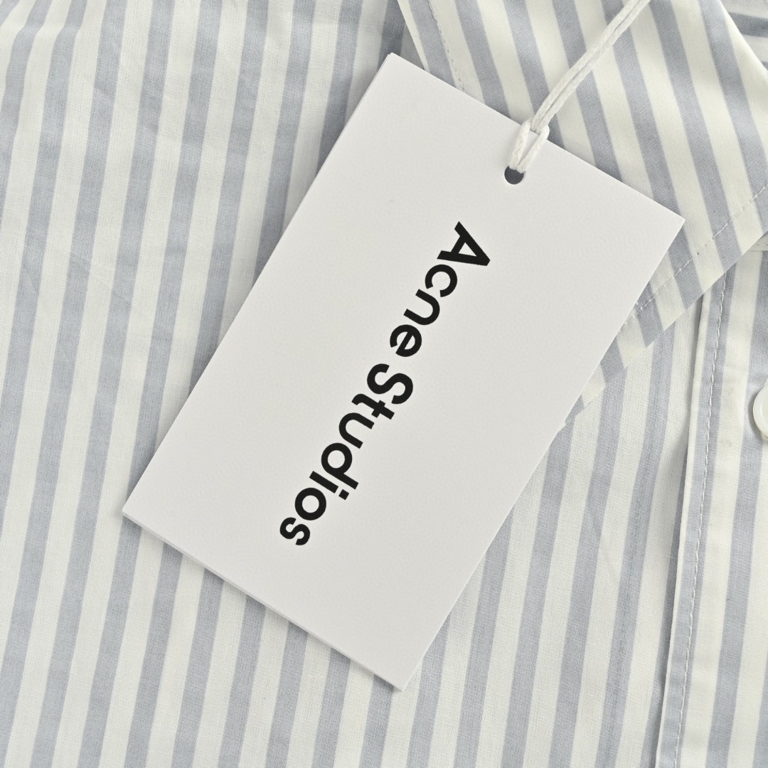 Acne Studios 后背字母印花竖条纹衬衫 外套 长袖 浅蓝色 B0 CB0117-CN2