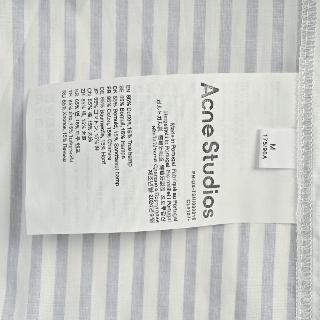 Acne Studios 后背字母印花竖条纹衬衫 外套 长袖 浅蓝色 B0 CB0117-CN2