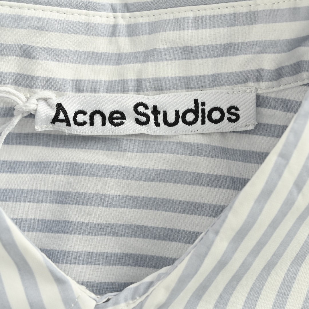 Acne Studios 后背字母印花竖条纹衬衫 外套 长袖 浅蓝色 B0 CB0117-CN2