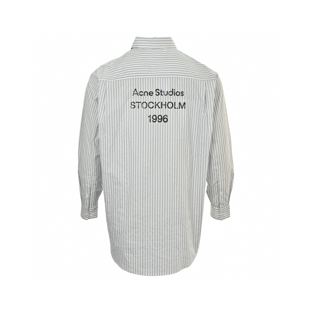 Acne Studios 后背字母印花竖条纹衬衫 外套 长袖 浅蓝色 B0 CB0117-CN2