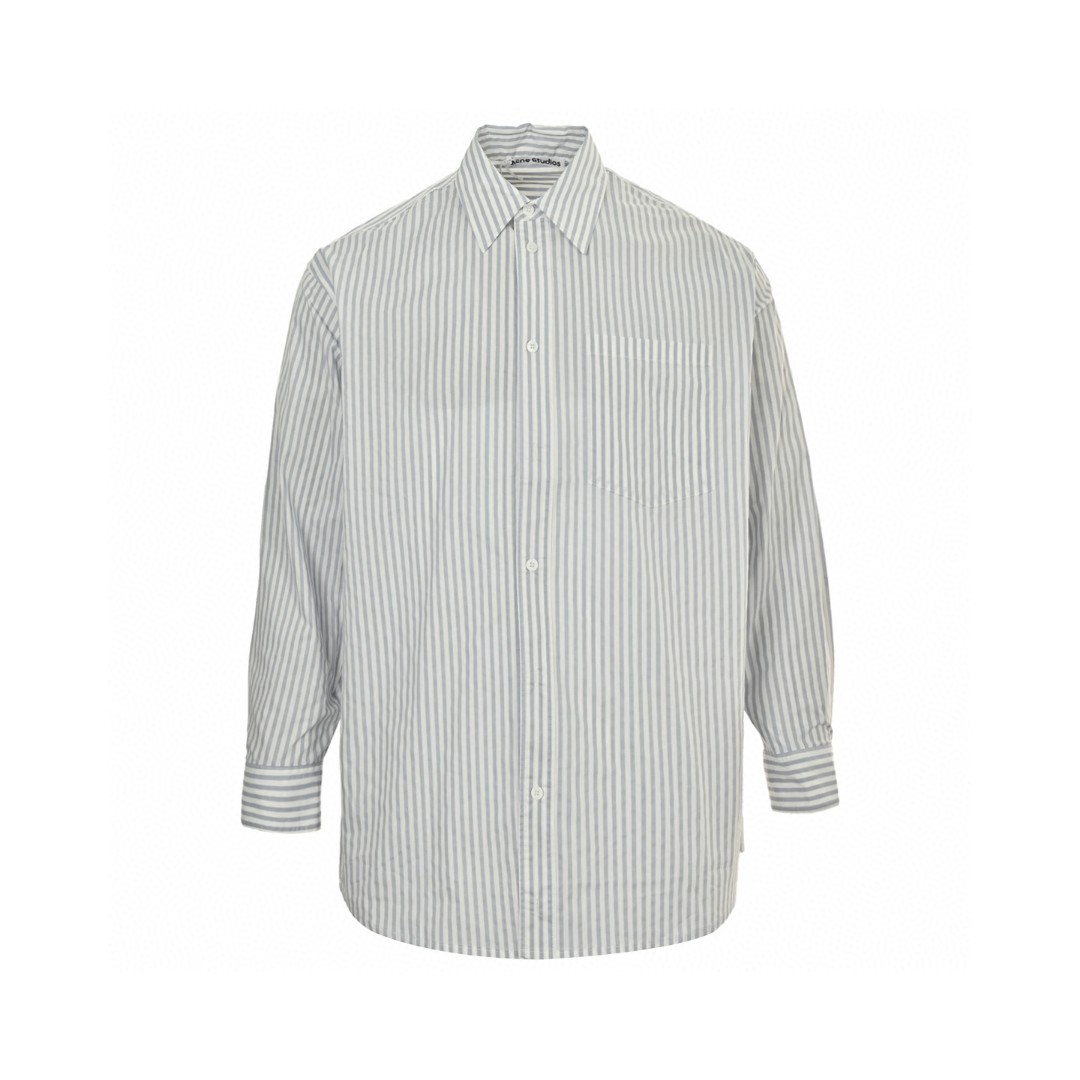 Acne Studios 后背字母印花竖条纹衬衫 外套 长袖 浅蓝色 B0 CB0117-CN2