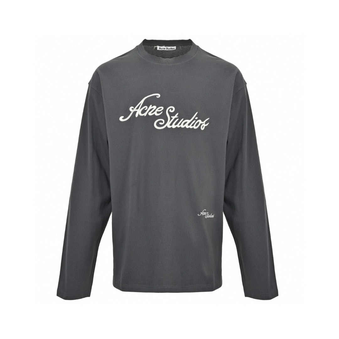 Acne Studios 刺绣字母T恤 打底衫 长袖 灰色 黑色 A5 CL0339-DJO