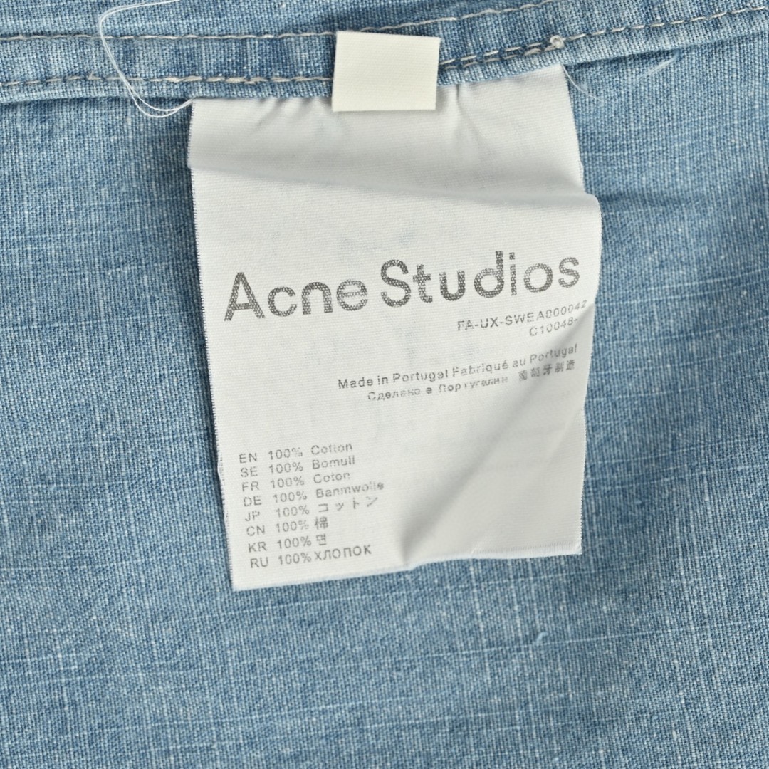 Acne Studios 做旧字母logo牛仔衬衫 短袖 外套 蓝色 A5 BB0617-AUZ