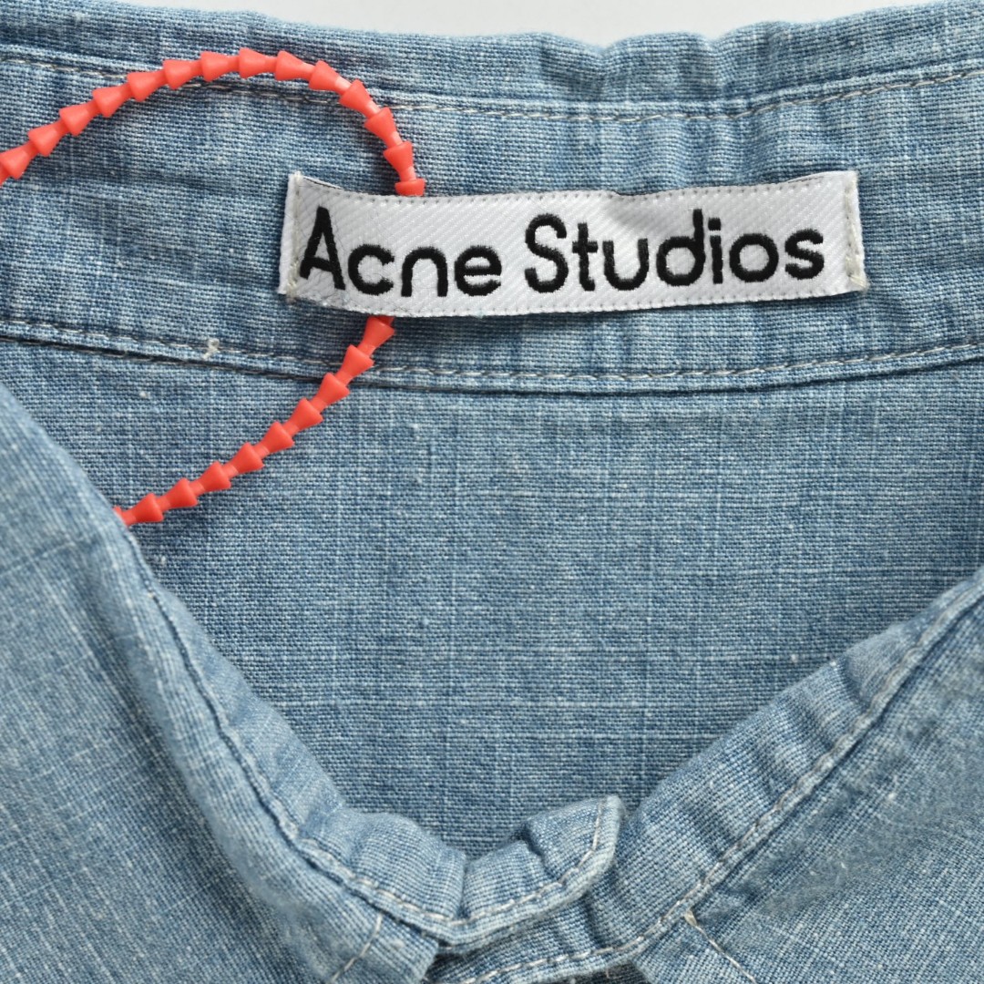 Acne Studios 做旧字母logo牛仔衬衫 短袖 外套 蓝色 A5 BB0617-AUZ