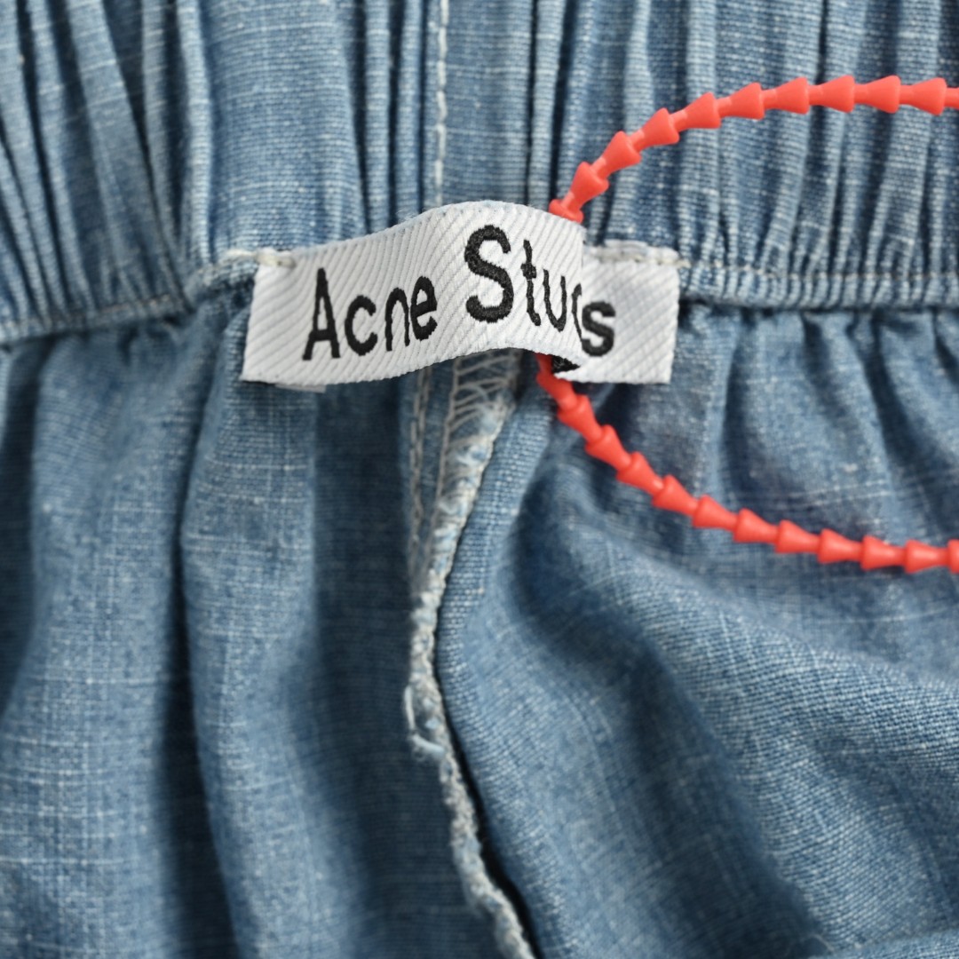 Acne Studios 做旧字母logo牛仔短裤 五分裤 休闲裤 裤子 蓝色 A5 BE0183-AUZ
