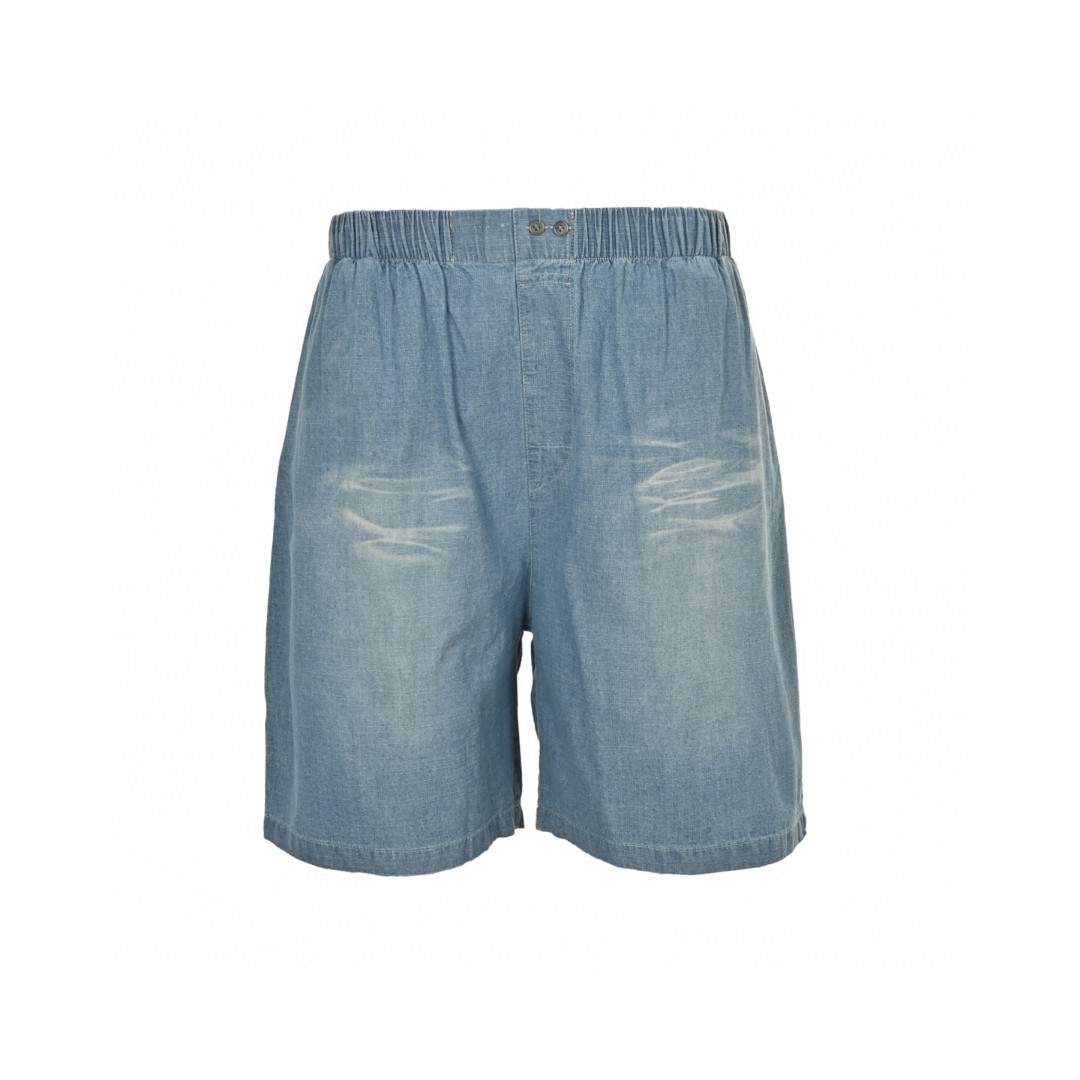 Acne Studios 做旧字母logo牛仔短裤 五分裤 休闲裤 裤子 蓝色 A5 BE0183-AUZ