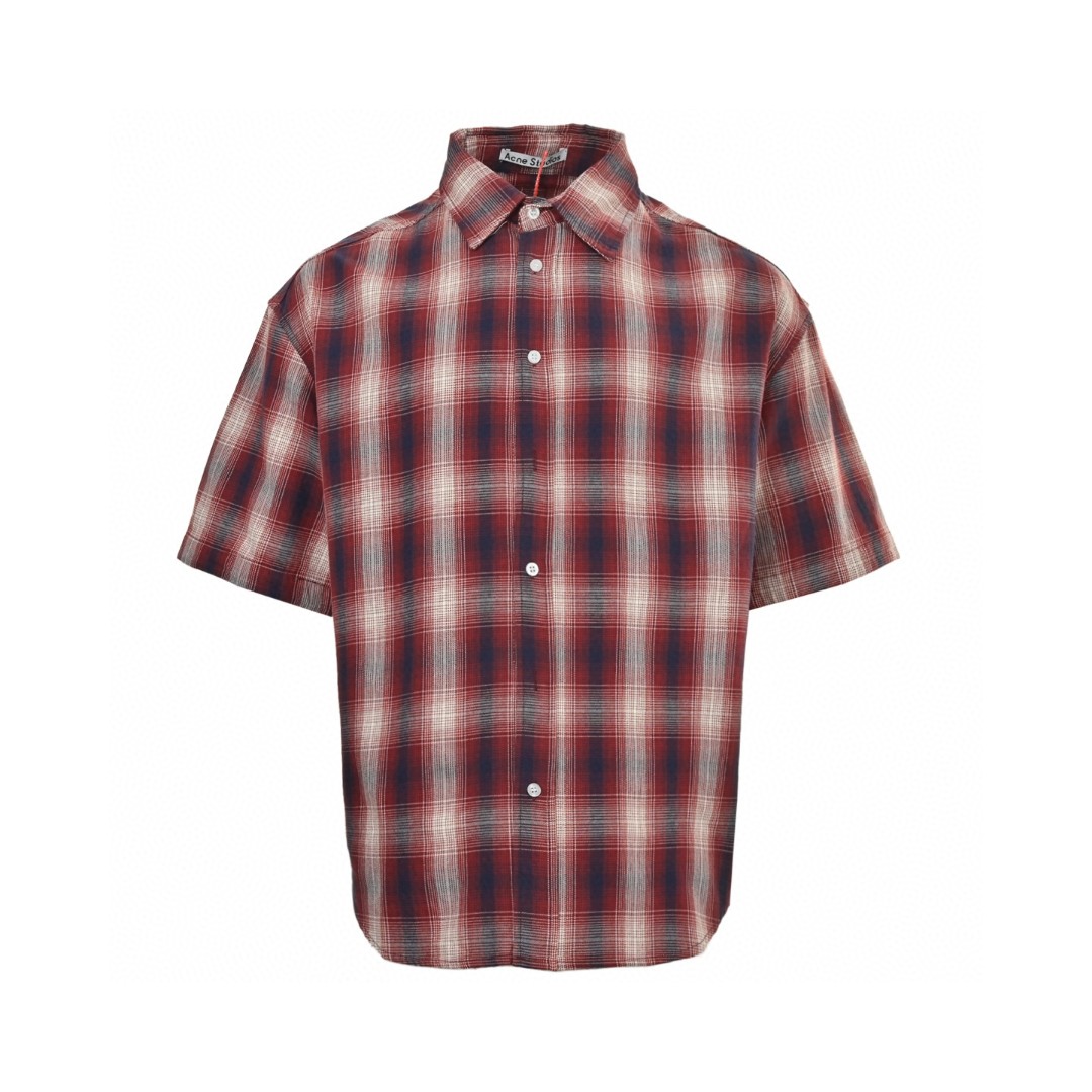 Acne Studios 红白格纹衬衫 短袖 外套 A5 CB0116-ALU