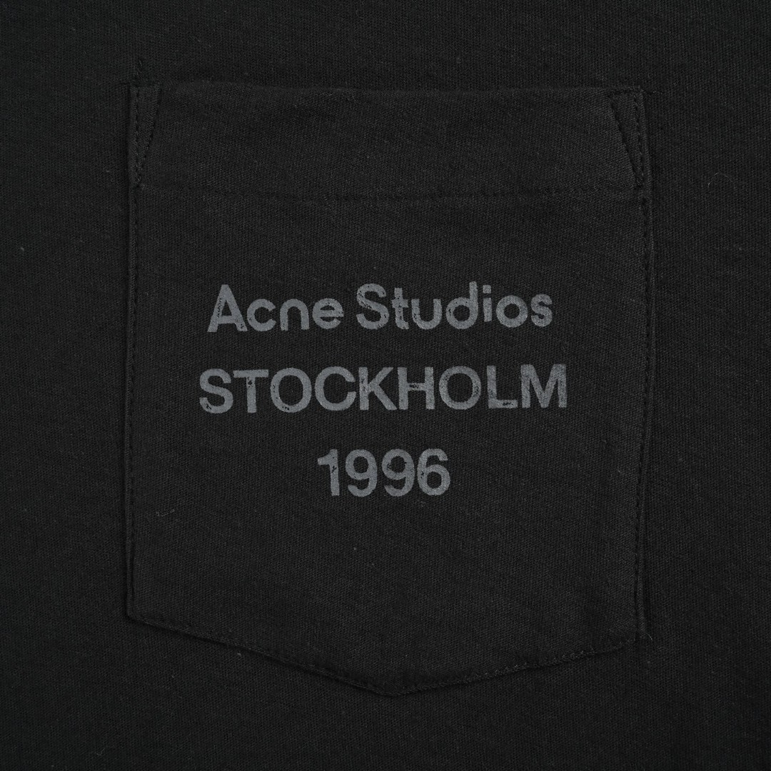 Acne Studios 口袋小标字母印花T恤 打底衫 长袖 白色 黑色 A5 CL0415-183