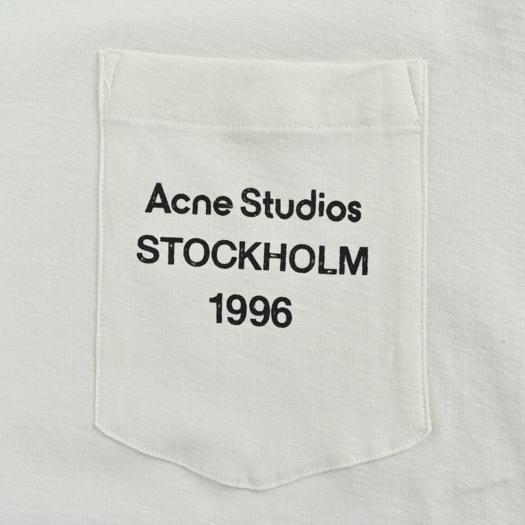 Acne Studios 口袋小标字母印花T恤 打底衫 长袖 白色 黑色 A5 CL0415-183