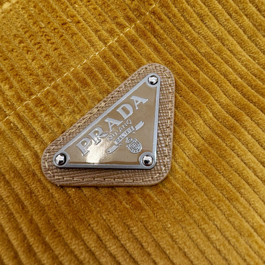 PRADA 普拉达 灯芯绒衬衫 外套 长袖 麦黄色 黑色 C0 SC798-144R-F0346-S-OOO