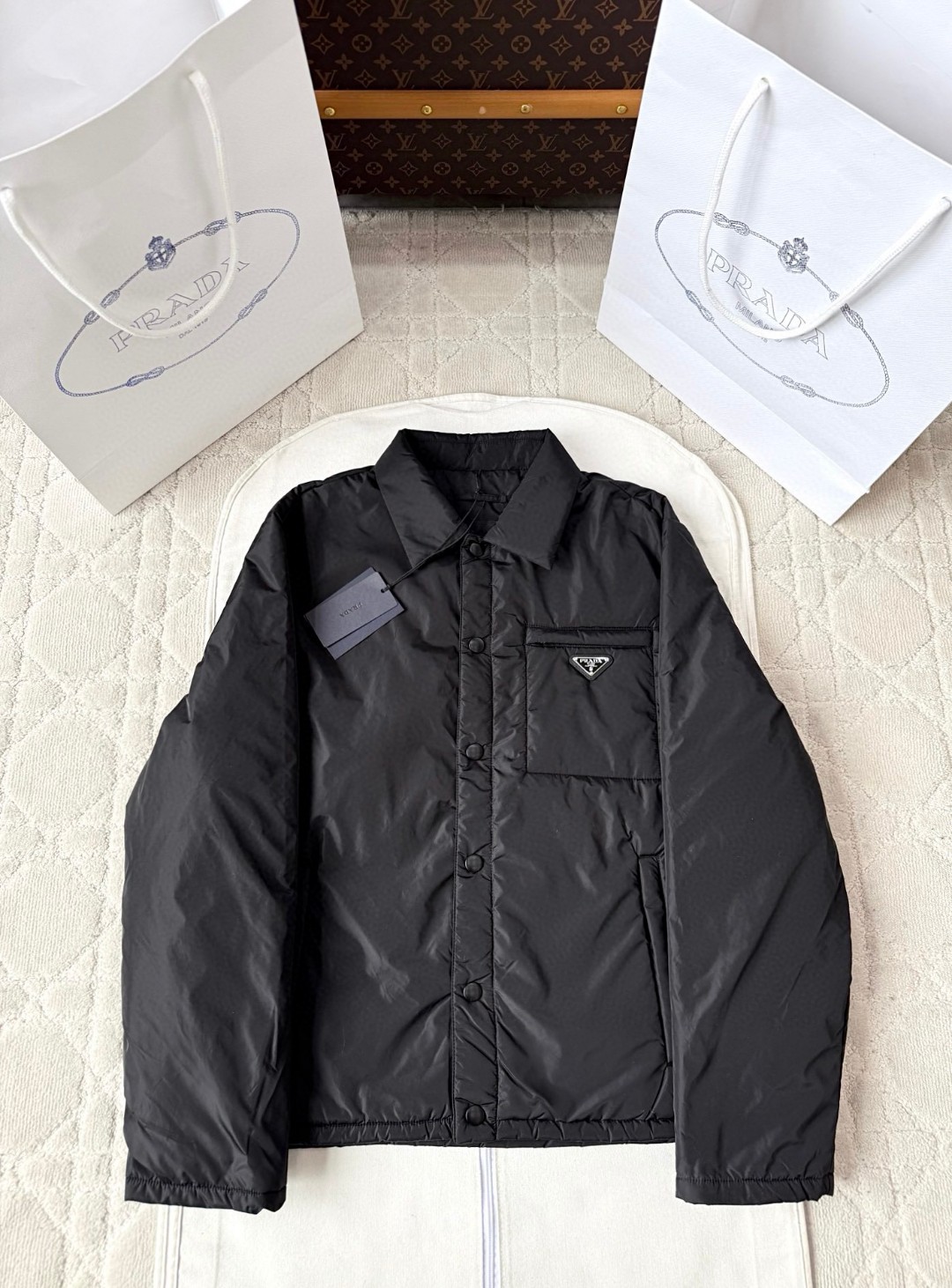 PRADA 普拉达 再生尼龙轻薄棉服 外套 夹克 长袖 黑色 C0 SGC535-1WQ9-F0002-S-OOO