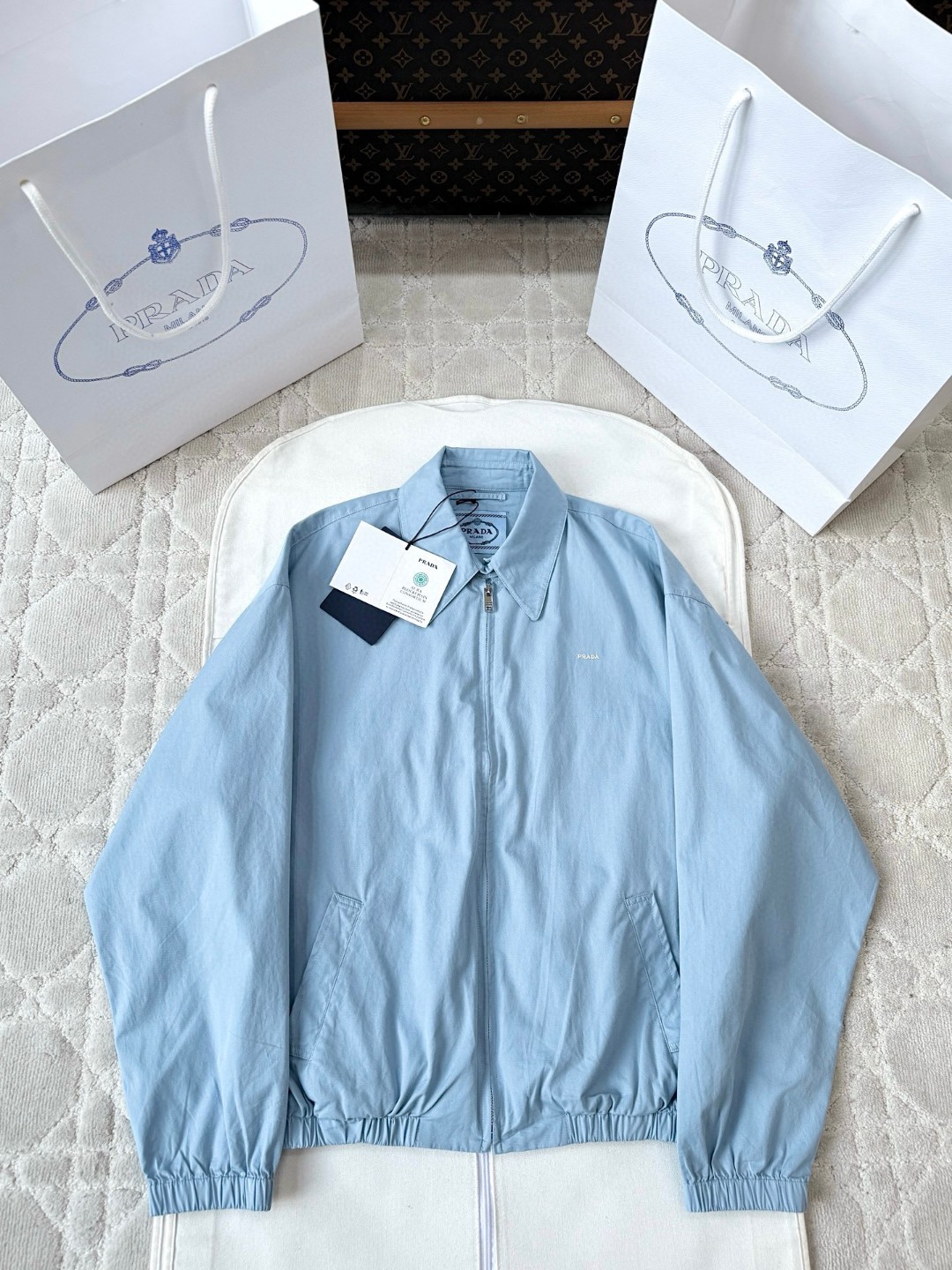 PRADA 普拉达 三哈灵顿拉链夹克 外套 长袖 蓝色 粉色 C0 292318-1716-F0M10-S-OOO