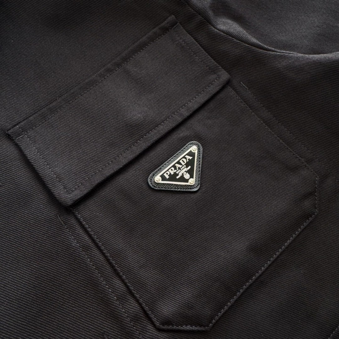 PRADA 普拉达 三角标棉质工装夹克 外套 长袖 黑色 C0 SGC830-11BZ-F0002-S-OOO