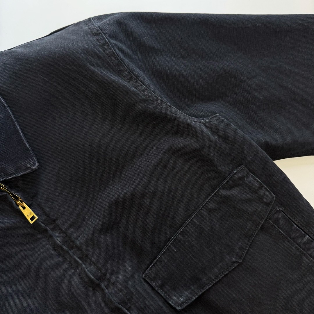 PRADA 普拉达 做旧水洗拉链牛仔外套 夹克 棉服 长袖 黑色 C0
