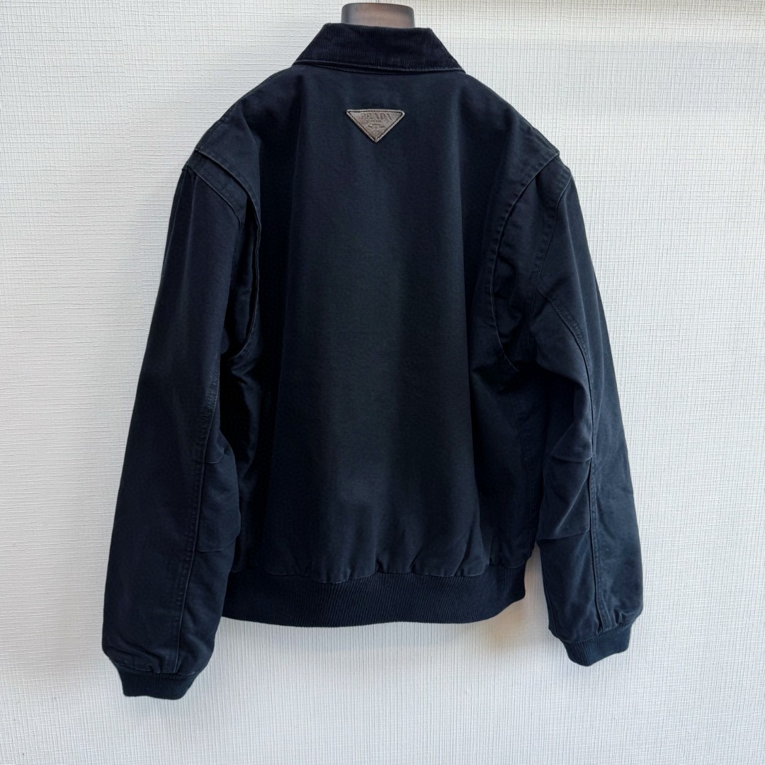 PRADA 普拉达 做旧水洗拉链牛仔外套 夹克 棉服 长袖 黑色 C0