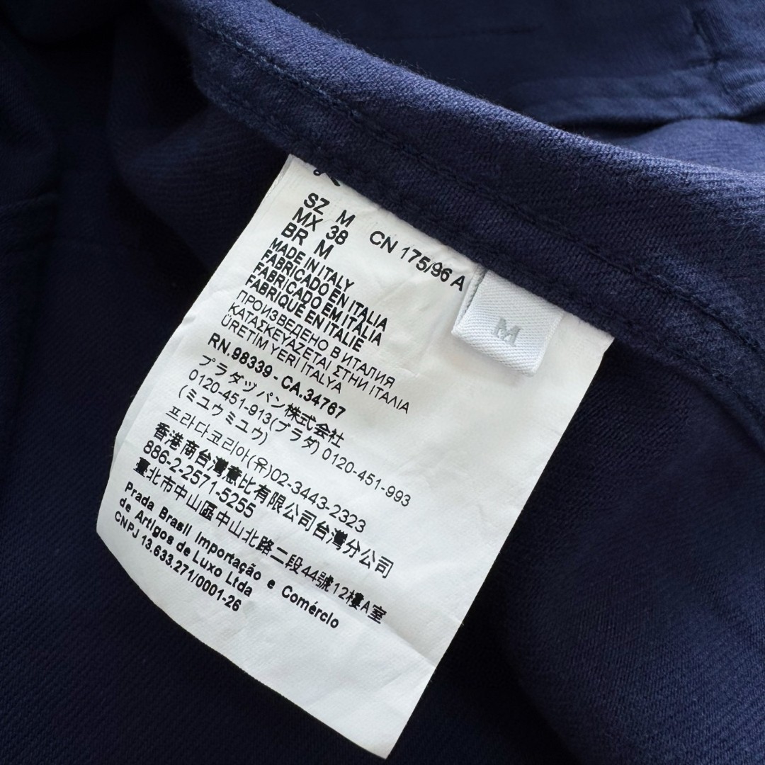 PRADA 普拉达 三角标做旧连帽牛仔外套 夹克 长袖 蓝色 C0 GEC108-16HE-F0V41-S-OOO
