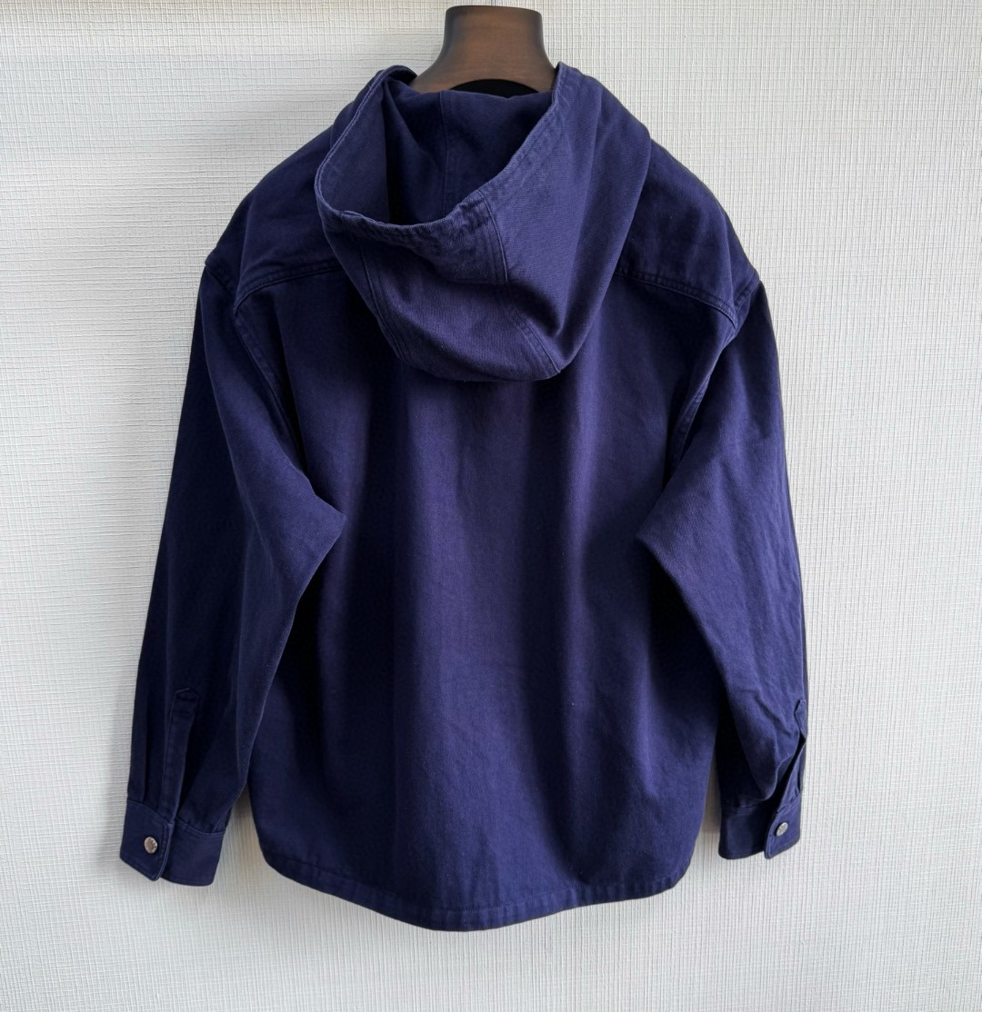 PRADA 普拉达 三角标做旧连帽牛仔外套 夹克 长袖 蓝色 C0 GEC108-16HE-F0V41-S-OOO